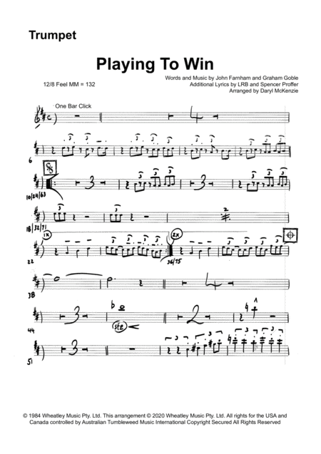 Playing To Win Vocal With Small Band 4 Horns Key Of A Minor Sheet Music