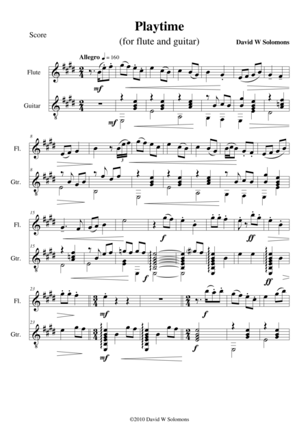 Free Sheet Music Playtime For Flute And Guitar