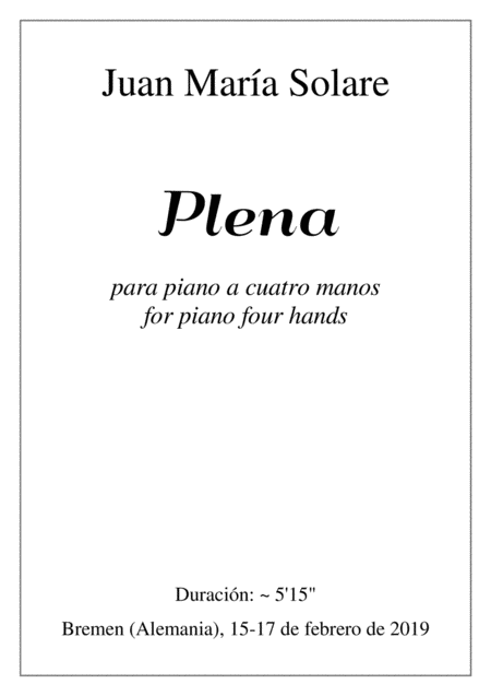 Plena Piano 4 Hands Sheet Music