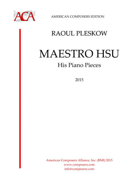 Pleskow Maestro Tsu His Piano Pieces Sheet Music