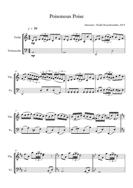 Poisonous Poise Cello Violin Sheet Music