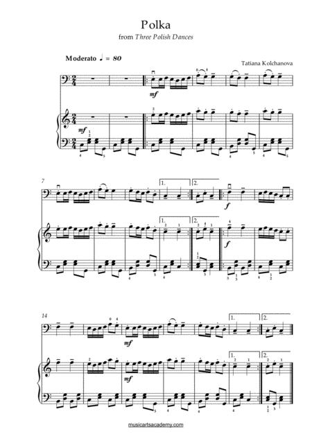 Free Sheet Music Polka From Three Polish Dances Cello Piano Duet Both Intermediate Level