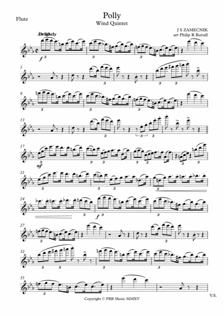 Free Sheet Music Polly Wind Quintet Set Of Parts X5