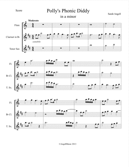 Pollys Phonic Diddy Trio For Flute Oboe Clarinet And Tenor Sax Sheet Music