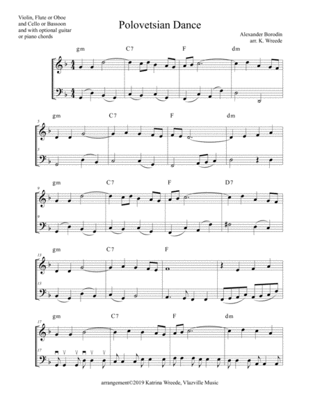 Free Sheet Music Polovetsian Dance By Borodin For Duo