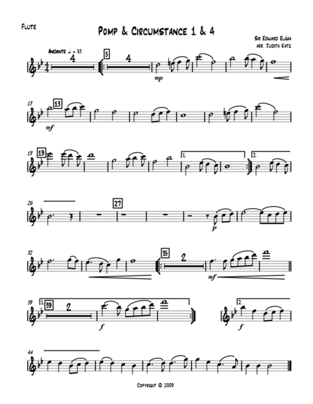 Pomp Circumstance 1 4 Parts Sheet Music