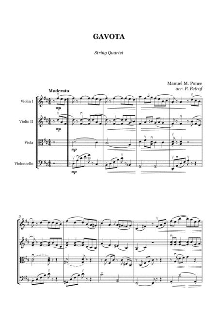 Ponce Gavota String Quartet Score And Parts Sheet Music