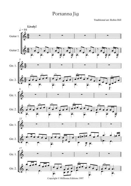 Portanna Jig Arranged For Two Guitars Sheet Music