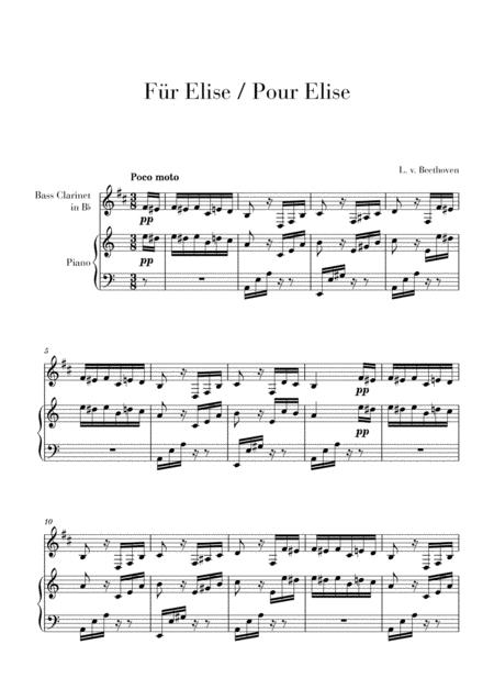 Pour Elise Fr Elise For Bass Clarinet And Piano Sheet Music