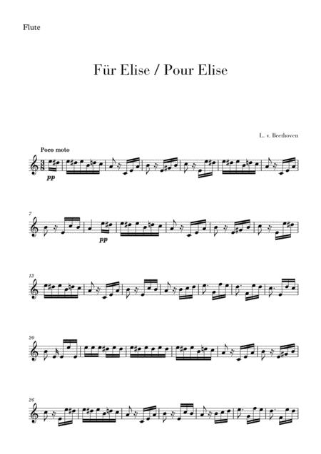 Pour Elise Fr Elise For Flute Sheet Music