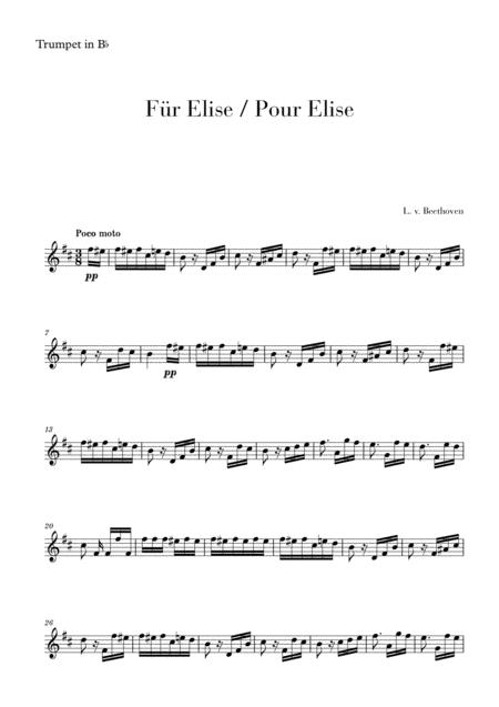 Pour Elise Fr Elise For Trumpet Sheet Music