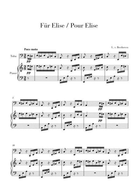 Pour Elise Fr Elise For Tuba And Piano Sheet Music