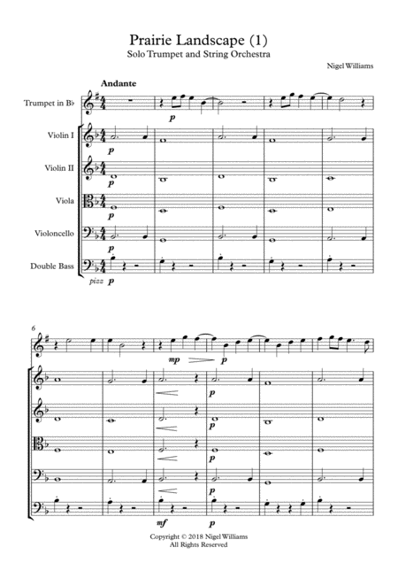 Prairie Landscape 1 For Solo Trumpet In Bb And String Orchestra Sheet Music