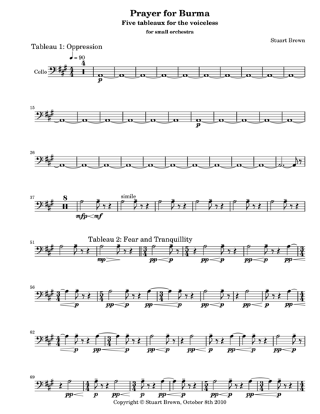 Free Sheet Music Prayer For Burma Orchestra Pack 3 Cellos And Basses