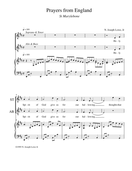 Free Sheet Music Prayers From England