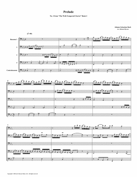 Free Sheet Music Prelude 02 From Well Tempered Clavier Book 2 Bassoon Quintet