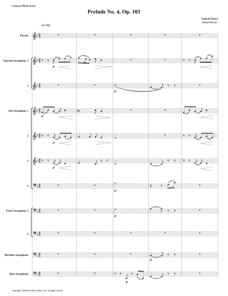 Free Sheet Music Prelude 04 In F Major Op 103 By Gabriel Faur Saxophone Choir Piccolo