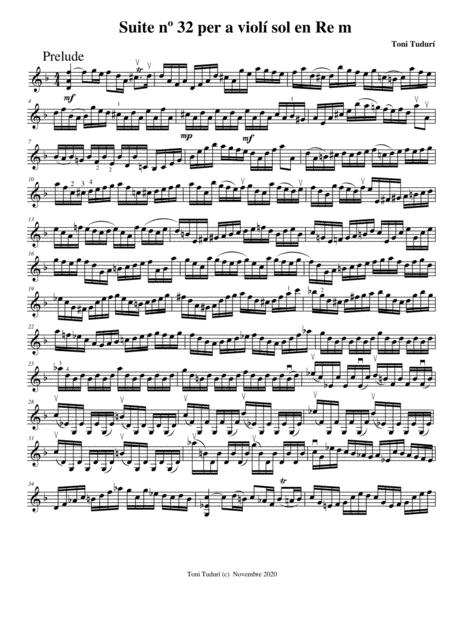 Prelude For Violin Solo Baroque Suite N 32 Sheet Music