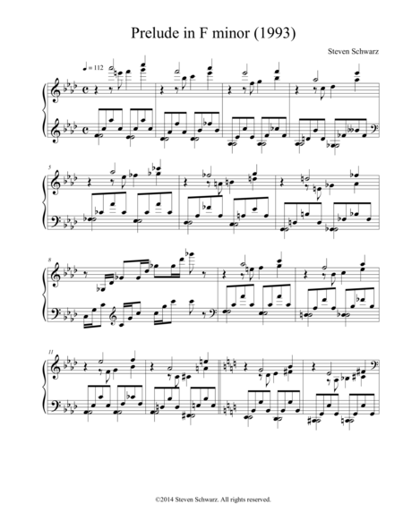 Prelude In F Minor 1993 Sheet Music