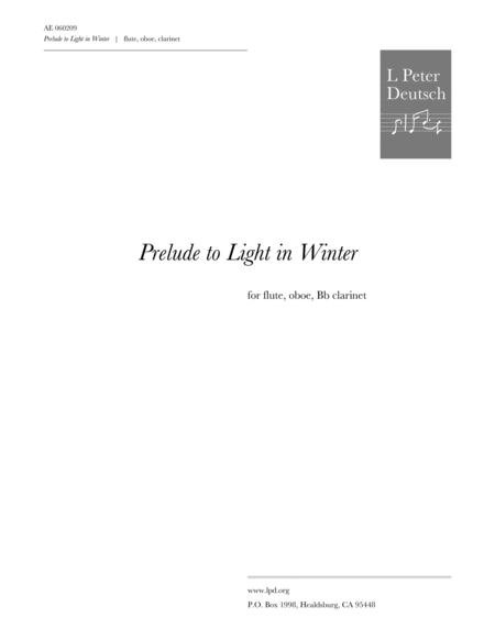 Prelude To Light In Winter Sheet Music