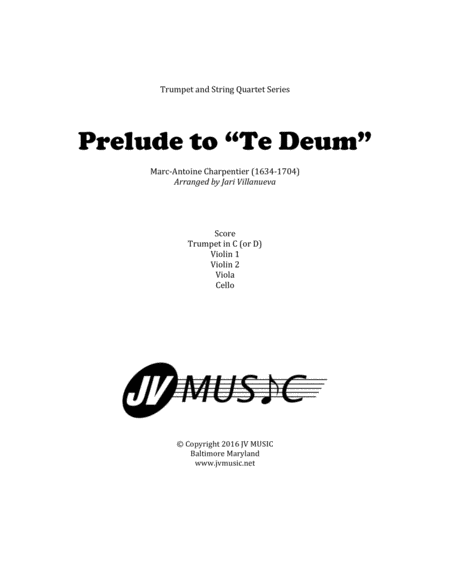 Prelude To Te Deum For Trumpet And String Quartet Sheet Music