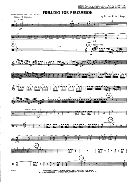 Preludio For Percussion Percussion 3 Sheet Music