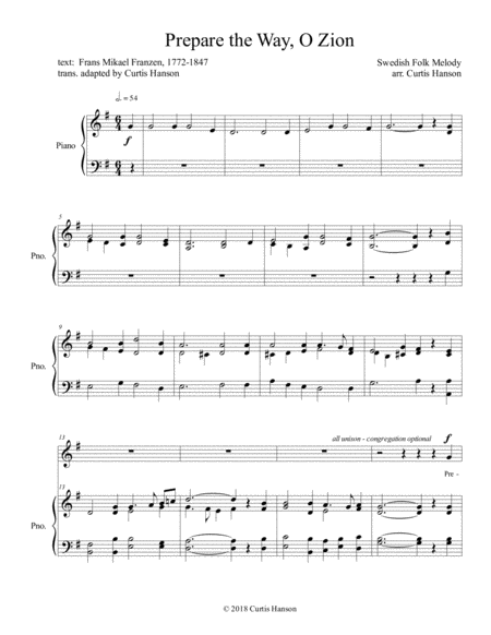 Free Sheet Music Prepare The Way O Zion Satb