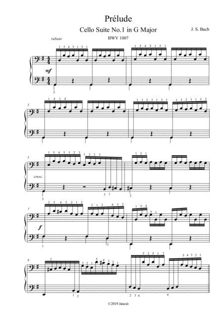 Free Sheet Music Prlude Cello Suite No 1