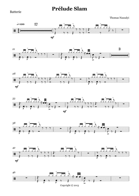 Free Sheet Music Prlude Slam Drums Part