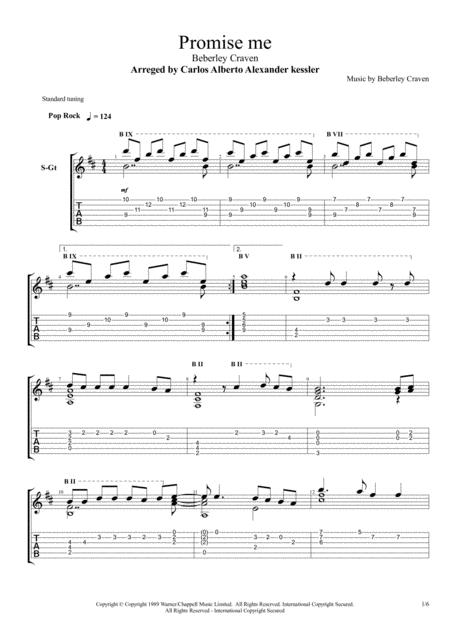 Promise Me Fingerstyle Guitar Sheet Music