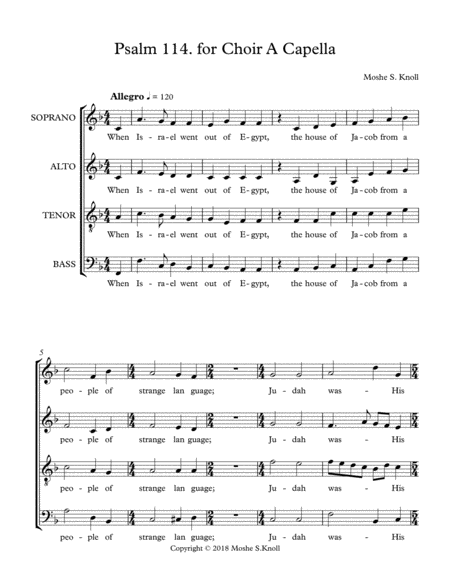 Psalm 114 For A Capella Chorus Sheet Music