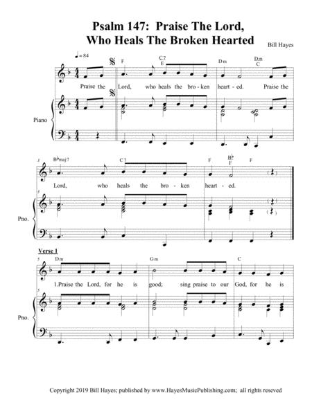 Free Sheet Music Psalm 147 Praise The Lord Who Heals The Brokenhearted Piano Vocal