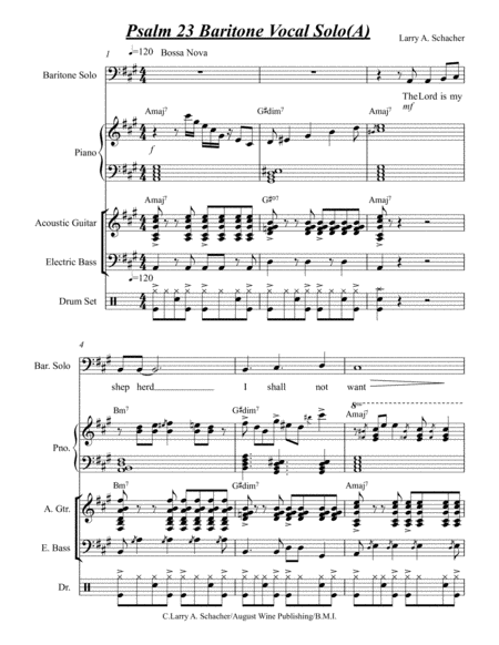 Psalm 23 Baritone Solo Sheet Music