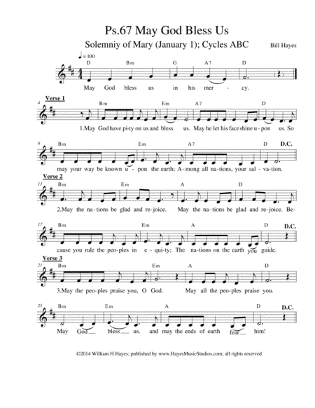 Psalm 67 May God Bless Us Sheet Music