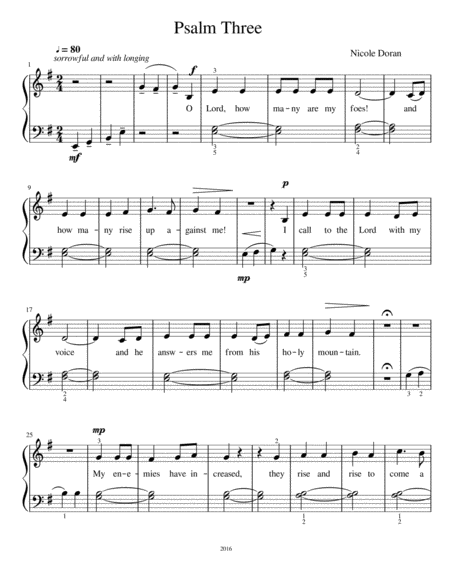 Psalm Three For Piano And Voice Sheet Music