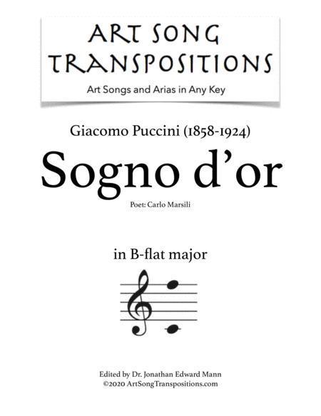 Puccini Sogno D Or Transposed To B Flat Major Sheet Music