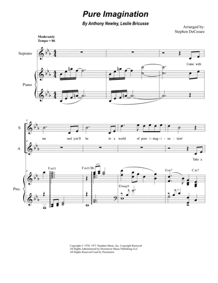 Pure Imagination For 2 Part Choir Sa Sheet Music