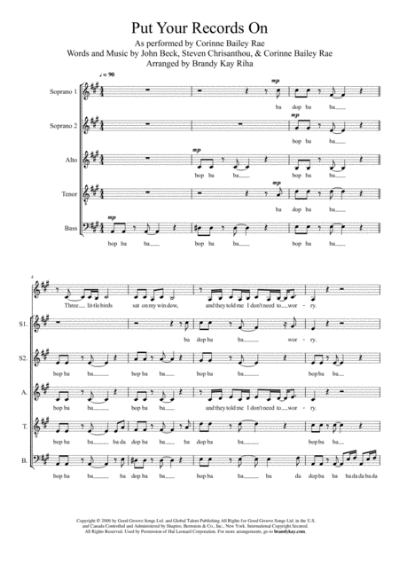 Put Your Records On Ssatb A Cappella Sheet Music