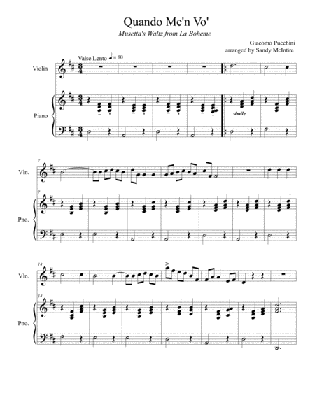 Free Sheet Music Quando Me N Vo