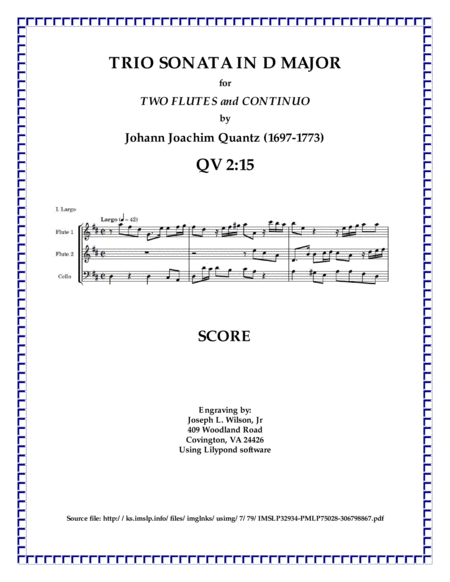 Free Sheet Music Quantz Trio Sonata In G Major Qv 2 15