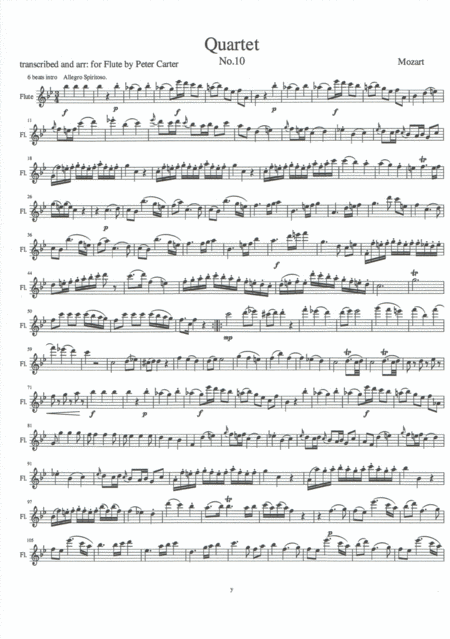 Quartet No 10 Flute Quartet Sheet Music