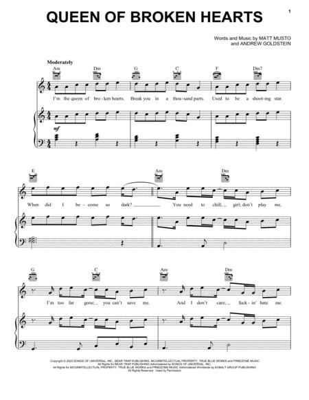 Free Sheet Music Queen Of Broken Hearts