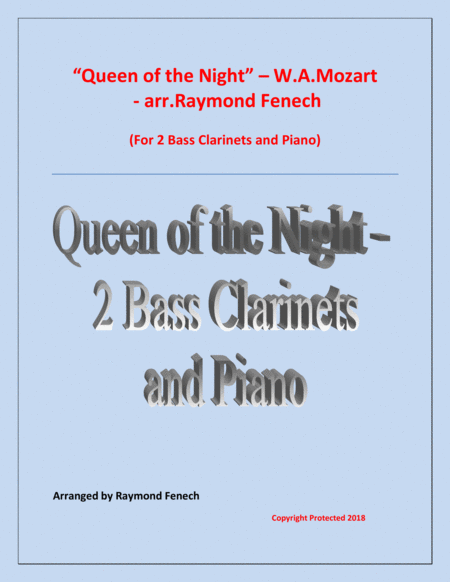 Queen Of The Night From The Magic Flute 2 Bass Clarinets And Piano Sheet Music