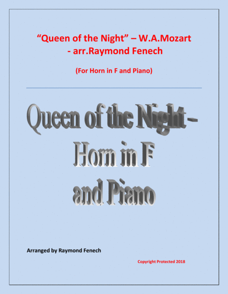 Queen Of The Night From The Magic Flute Horn In F And Piano Sheet Music