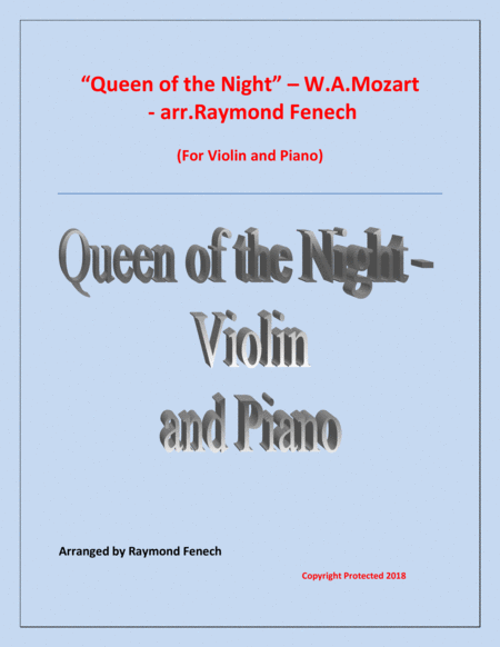 Free Sheet Music Queen Of The Night From The Magic Flute Violin And Piano