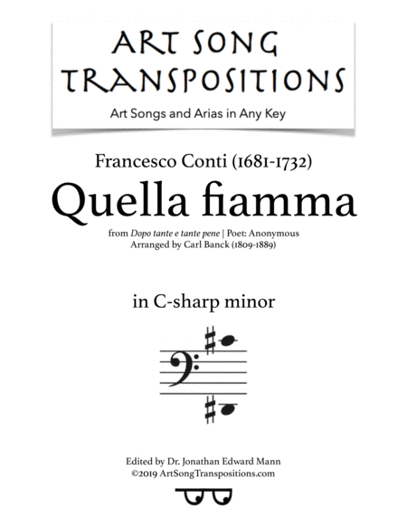 Free Sheet Music Quella Fiamma Transposed To C Sharp Minor Bass Clef