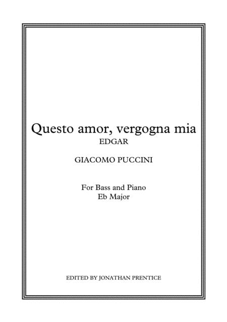 Questo Amor Vergogna Mia Edgar Eb Major Sheet Music