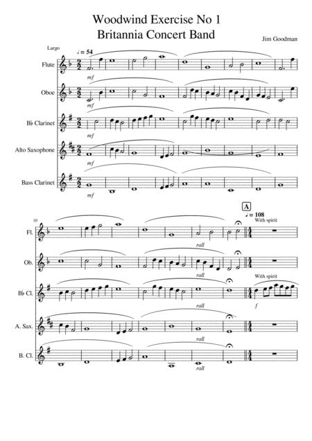 Quintet For Woodwind Flute Oboe Clarinet Alto Sax Bass Clarinet Sheet Music