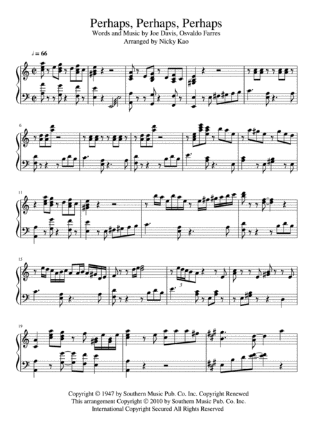 Quizs Quizs Quizs Perhaps Perhaps Perhaps Piano Cover Sheet Music