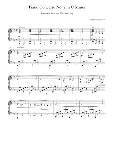 Free Sheet Music Rachmaninoff 2nd Piano Concerto First Movement Complete